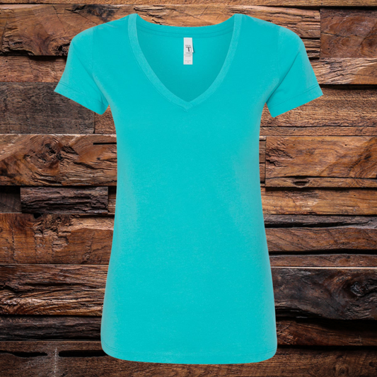 Womens Ideal V-neck Tee Tahiti Blue